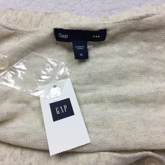 NWT Gap Cardigan Sweater Size XL Womans Beige Cotton Blend V-Neck Long Sleeve - Picture 8 of 16